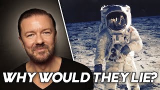 Watch Ricky Gervaiss Reaction When Fan States Moon Landing Was Fake [upl. by Nishi]