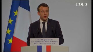 Dîner du Crif  antisémitisme Jérusalem Céline les 3 points forts du discours de Macron [upl. by Dick]