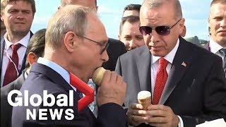 Putin buys Erdogan ice cream shows off new Su57 fighter jet during visit to Russia [upl. by Patterson550]