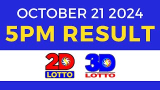 5pm Lotto Result Today October 21 2024  PCSO Swertres Ez2 [upl. by Leboff300]