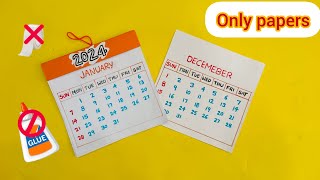 2024 Calendar Making  no glue paper craftsDIY  calendar making ideas 📆 2024🥳 [upl. by Anaid]