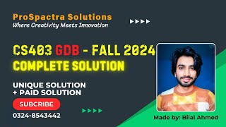 CS403 GDB Solution Fall 2024  GDB CS403 Fall 2024 Solution [upl. by Erme676]