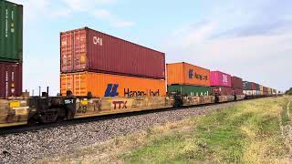 Eastbound Norfolk Southern stacker train at Martinsburg MO 10122024 [upl. by Shah]