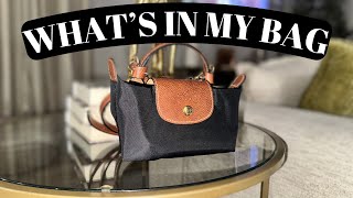 WHATS IN MY BAG 2024  LONGCHAMP LE PLIAGE MINI REVIEW [upl. by Leahkim183]