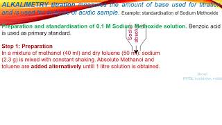 Non aqueous alkalimetry Standardisation of sodium methoxide by Shom Prakash Kushwaha India [upl. by Carlton]