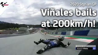 Viñales scary crash at over 200kmh  2020 Styrian GP [upl. by Ttreve]