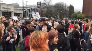 Portland students protest across bridge through shopping mall [upl. by Paine]