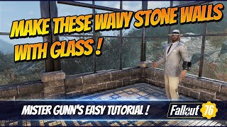 FALLOUT 76 CAMP BUILD  Make these Wavy Willards Stone Walls with Glass Walls combo [upl. by Oyam97]