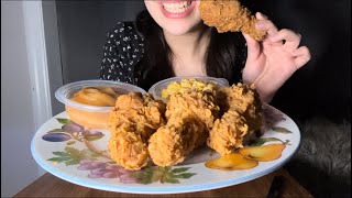 KFC SUPER CRISPY FRIED CHICKEN ASMR WITH MASHED POTATOES GRAVY MAC AND CHEESE [upl. by Ranchod]