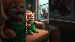 Cute Cat And Zombie Story 🧟‍♀️💥 cat aicat cute cataicatstory aicatstories shorts kitten [upl. by Ainavi936]