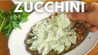 Einfach die Zucchini in Scheiben schneiden￨gebratene Zucchini mit weißer Sauce [upl. by Binnie]