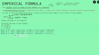 Doing Empirical Formula Calculations  Grade 11 Chemistry Tutorial [upl. by Nagyam]