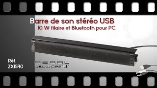 BARRE DE SON STEREO USB 10 W POUR PC  sono PC  bluetooth  PEARLTVFR [upl. by Grounds]