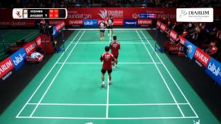 Mohammad AhsanBerry Angriawan Djarum Kudus VS Markis KidoHendra Setiawan Jaya Raya Jakarta [upl. by Anaujit]