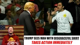 Trump TAKES ACTION when man with DISGRACEFUL shirt appears at rally [upl. by Gelya]