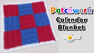 Crochet 9 Patch Pattern 12quot  Patchwork Square Calendar Blanket  January [upl. by Sateia]