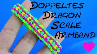 Loom Bands double dragon scale Doppeltes Dragonscale Armband Tutorial  deutsch [upl. by Nirrat173]