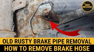 How to remove brake pipe brake hose removal Seized rusty brake line Trafic Vivaro Primastar f9q [upl. by Annohsat114]