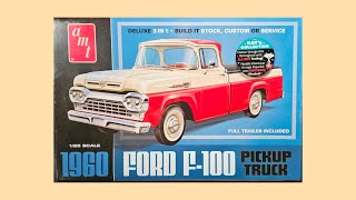 AMT 1960 Ford F100 with Trailer 3in1 1407 Before you buy  Box opening Parts Decals Instructions [upl. by Diamond]