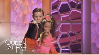 NineYearOlds Yasha and Daniela Dance the Cha Cha on The Queen Latifah Show [upl. by Ellecram]