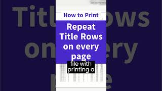 Repeat top rows Titles when printing  Repeat rows at top grayed out [upl. by Boarer]