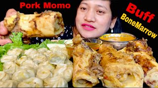 Pork Momos amp Buff Bone Marrow Mukbang Asmr  Nepali Mukbang  राङाको नली हड्डी र सुङुरको मम [upl. by Ecissej]