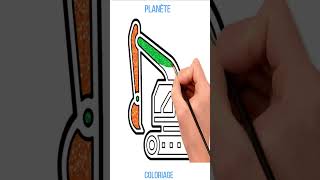 Dessiner et colorier et pelleteuse pour enfants  Draw and Color and Backhoe for Kids [upl. by Aiela]