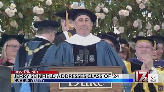 Dozens walk out at Seinfeld’s Duke commencement speech [upl. by Refinnaej412]