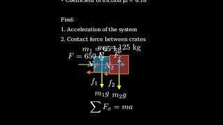 Two crates of mass 65 kg and 125 kg  are in contact and at rest on a horizontal surface [upl. by Etnovert]