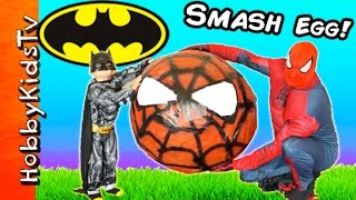 HUGE SPIDERMAN SURPRISE Egg TOY SUPRISES with HobbyKidsTV [upl. by Macdougall]