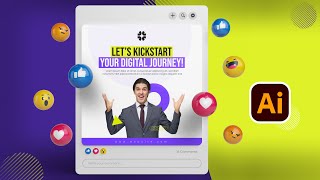 Social Media Post Design  Digital Journey Post  Illustrator Tutorial  Techup Solutions [upl. by Lachlan]