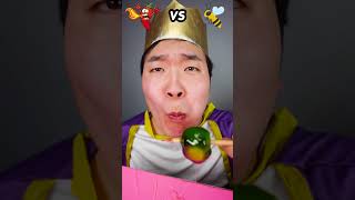 Spicy Sauce vs Honey sauce Emoji food Challenge  Rainbow rice cake Mukbang Funny Video shorts [upl. by Medina363]