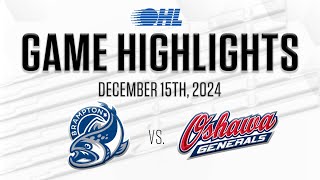 OHL Highlights Brampton Steelheads  Oshawa Generals Dec 15 2024 [upl. by Ahsinelg]