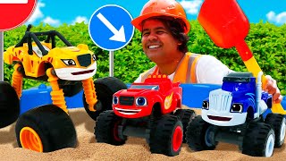 Aventura na construção Os carros brincam de escondeesconde com Blaze Vídeo infantil [upl. by Tome]