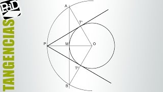Rectas tangentes a una circunferencia por un punto exterior Tangencias  Metodo2 [upl. by Rosenkrantz]