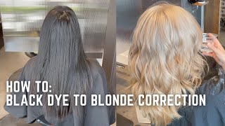 Black to Blonde Color correction Tutorial  hair transformation from box dye to blonde in one day [upl. by Jago61]