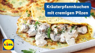 Pfannkuchen mit cremiger Pilzfüllung  Einfach  Lidl Kochen [upl. by Hagar]