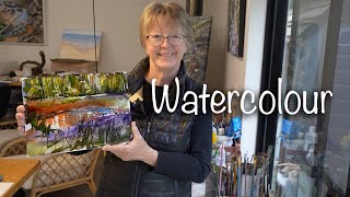 Fast Big Brush Painting in watercolor using a loose expressionist style [upl. by Williamsen]