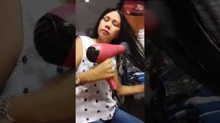 Technique on using Blow dryer Comb hair first then blow up and down hairstyle longhaired [upl. by Bonni]