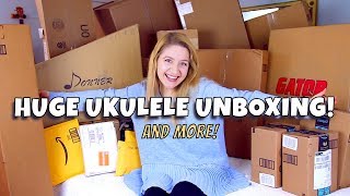 HUGE UNBOXING HAUL Ukuleles Guitars Tuners Capos Cases [upl. by Ogilvy]