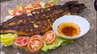 Oil free king fish  full king fish recipe  grilled fish with sauce tasty food with Maryam [upl. by Harold658]