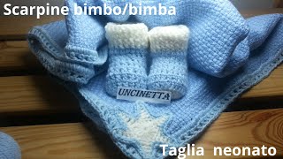 Tutorial scarpette uncinetto calzino neonato  zapatos para bebe a crochet paso a paso [upl. by Lodie]