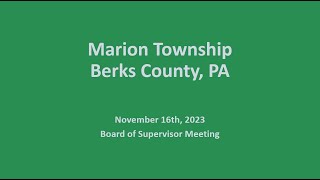 Marion Township Board Meeting  November 16th 2023 [upl. by Anayrb]