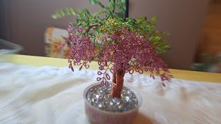 How 🤔 ❓️ to create a miniature beaded wisteria tree❓️beadcraft beadwork diy [upl. by Olim]