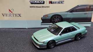 Tarmac Works 164 VERTEX Nissan Silvia S13 Green  Grey GLOBAL64 [upl. by Anihc337]