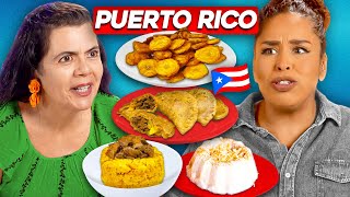 Mexican Moms Try Puerto Rican Food [upl. by Ramilahs74]