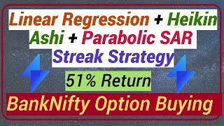 Bank Nifty Option Buying Strategy  Linear Regression  Heikin Ashi  Parabolic SAR in Streak [upl. by Delaney]