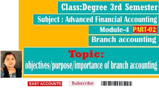 Degree 3rd Sem Advanced Financial Accounting Module 4  branch accounting  Part2 Easy Accounts [upl. by Poirer]