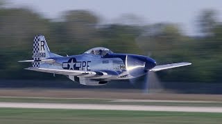 20  P51 Mustangs takeoff Humming Merlins fill the air at quotThe Gathering of Mustangs and Acesquot [upl. by Nord83]