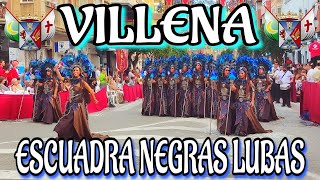 4K LA ENTRADA  ESCUADRA NEGRAS LUBAS  VILLENA morosycristianos villena alicante desfilefiesta [upl. by Tooley]